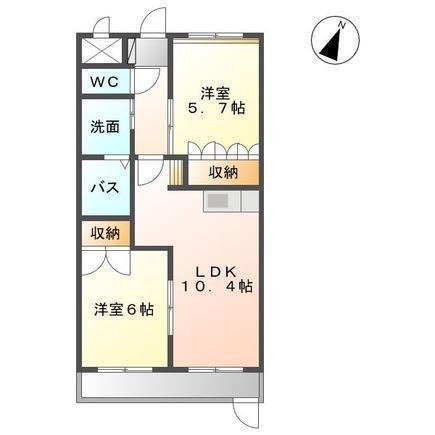 グランディール江無田(2LDK/1階)の間取り写真