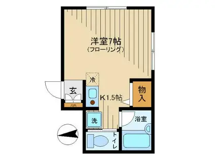 ヴィラさくら(ワンルーム/1階)の間取り写真