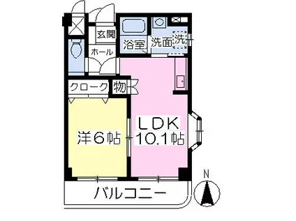 リバティヒルズII(1LDK/5階)の間取り写真