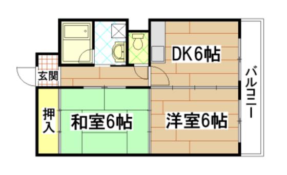 アーバンハイムII(2DK/5階)の間取り写真