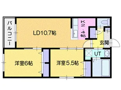 クレアエフビレッジ(2LDK/2階)の間取り写真