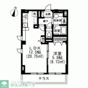 フェリス笹塚(1LDK/1階)の間取り写真
