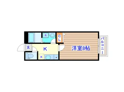 ベルグラン越路(1K/2階)の間取り写真