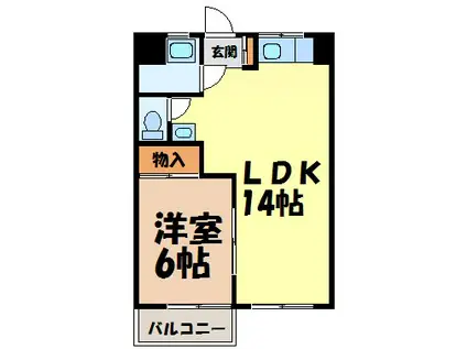 山弘ビル(1LDK/4階)の間取り写真