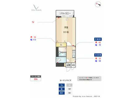 エンクレスト博多駅南(1K/12階)の間取り写真