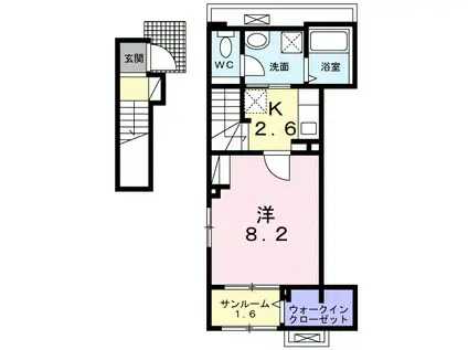 BOSCATO L II 1KHSW(1K/2階)の間取り写真