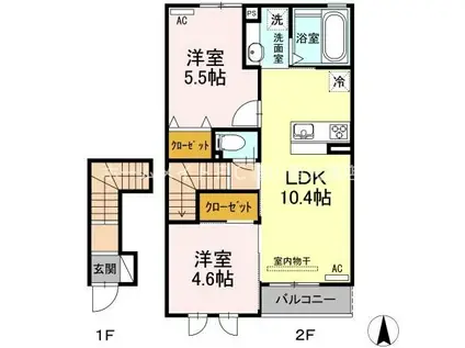 プランドールVII A棟(2LDK/2階)の間取り写真