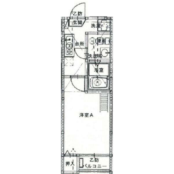 ペルカルロ白龍町(1K/2階)の間取り写真