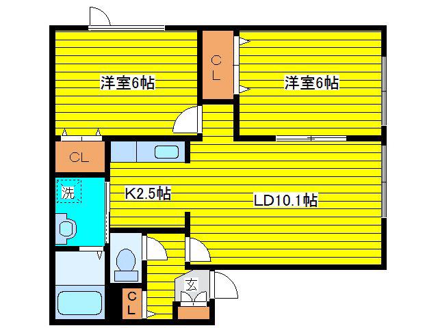セジュール元町(2LDK/1階)の間取り写真