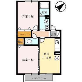 ボナールヴィラ(1LDK/2階)の間取り写真