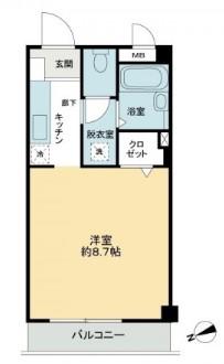 フィネス佐古(1K/2階)の間取り写真