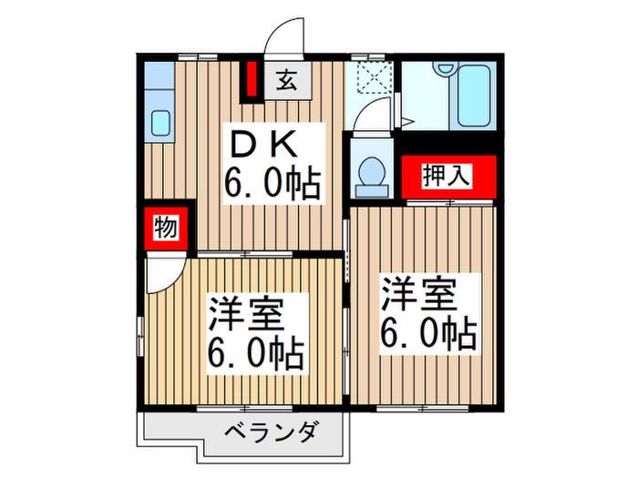 メゾンド寿A(2DK/2階)の間取り写真