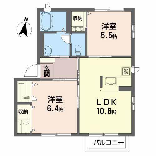 アルテールC(2LDK/1階)の間取り写真