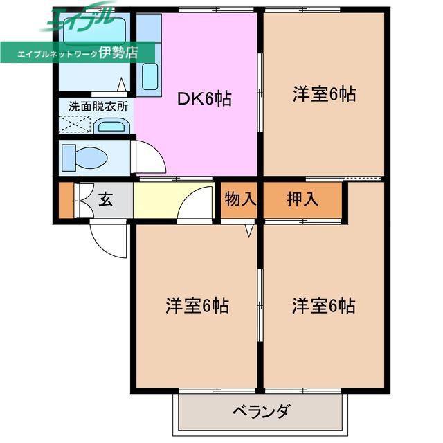 クラムハイツ(3DK/2階)の間取り写真