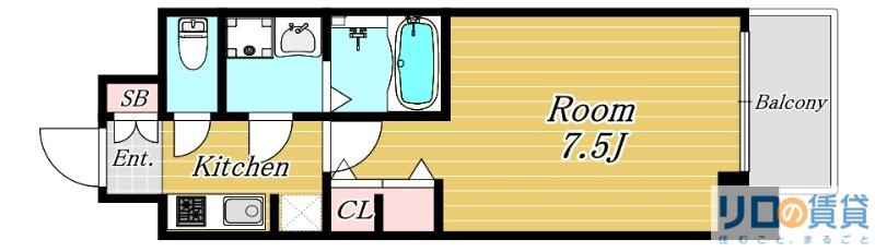 S-RESIDENCE新大阪ウエスト(1K/6階)の間取り写真