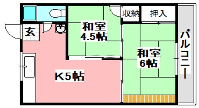 太陽ハイツ(2K/3階)の間取り写真