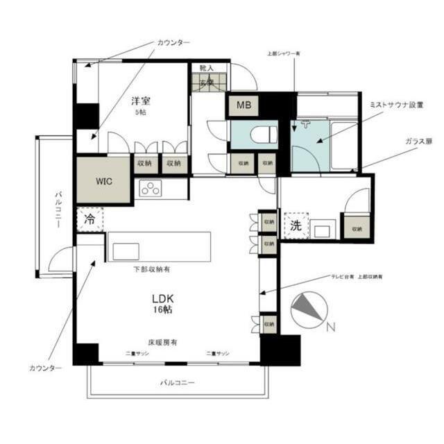 クレッセント中目黒(1LDK/8階)の間取り写真