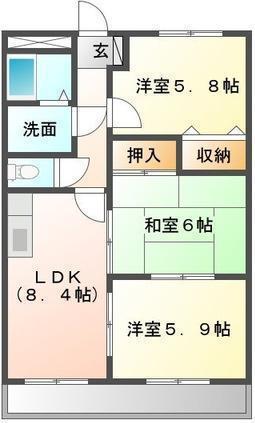 フォレストヴィラ(3DK/2階)の間取り写真