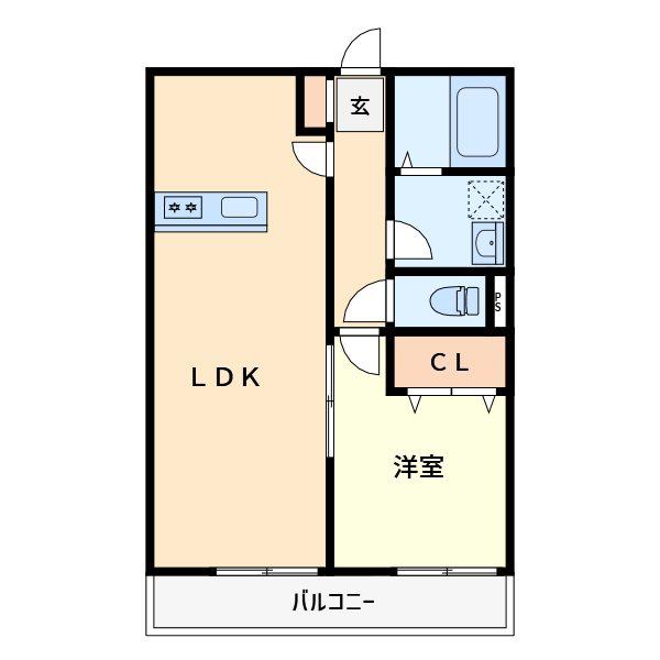 イージスワン(1LDK/2階)の間取り写真