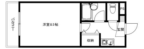 ジュネス帯曲輪(1K/3階)の間取り写真