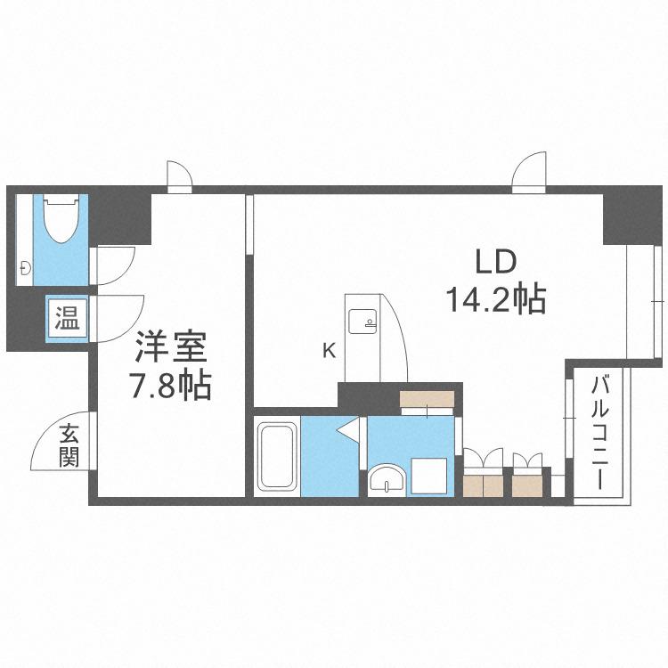 アーバンフラッツ瓦町(1LDK/5階)の間取り写真