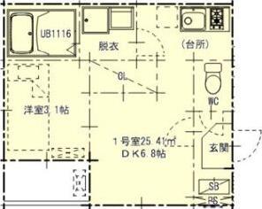 ハーモニーテラス押木田町(1DK/1階)の間取り写真