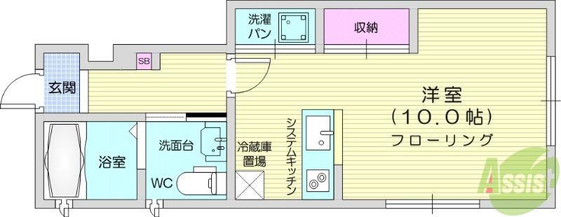 イルドラシテⅠ(ワンルーム/1階)の間取り写真