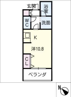 ラ・メゾンド・ポム(ワンルーム/2階)の間取り写真