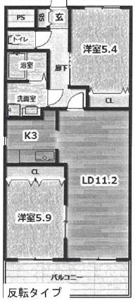 エクセランコート(2LDK/2階)の間取り写真