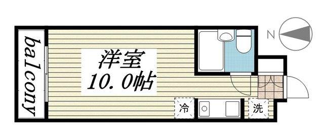 アンバサダー調布(ワンルーム/3階)の間取り写真