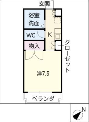 パレス三宝(1K/4階)の間取り写真