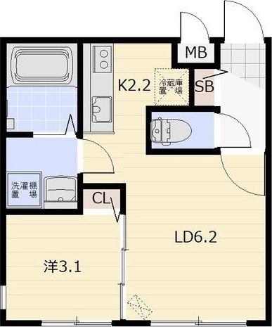 ＪＲ函館本線 手稲駅 徒歩7分 4階建 築1年(1LDK/3階)の間取り写真