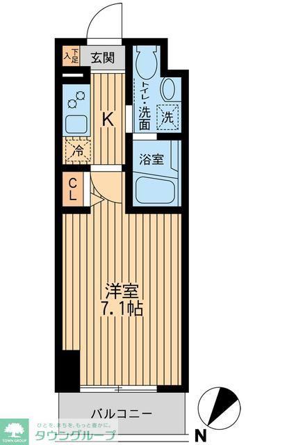 HF関内レジデンス(1K/4階)の間取り写真