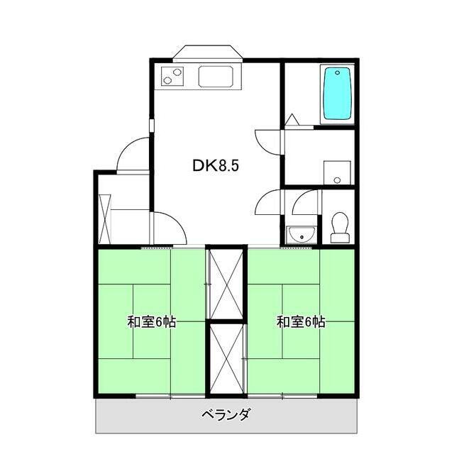 パレスアライ(2DK/1階)の間取り写真