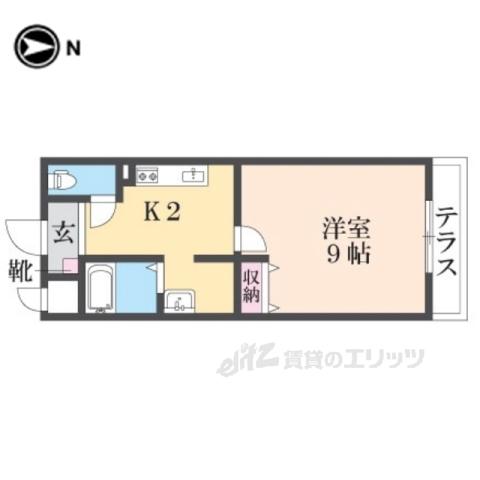 サンブルーム(1K/1階)の間取り写真