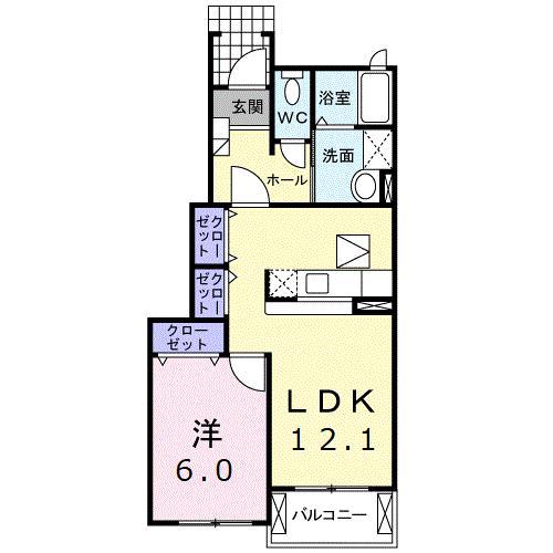 メゾンクレール(1LDK/1階)の間取り写真