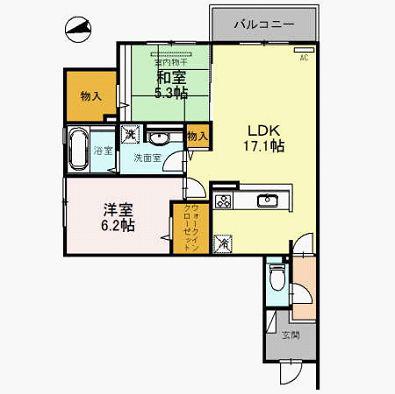 ガーデンパレス箕面 A(2LDK/1階)の間取り写真