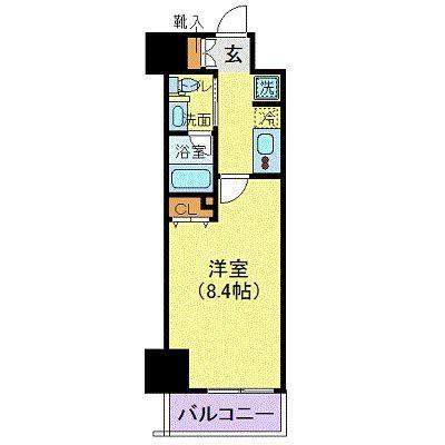 ウィルテラス千葉中央(1K/5階)の間取り写真