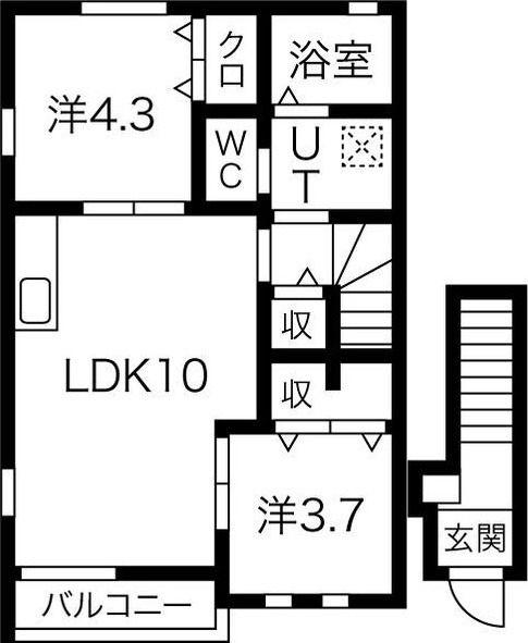 シャルマン(2LDK/2階)の間取り写真