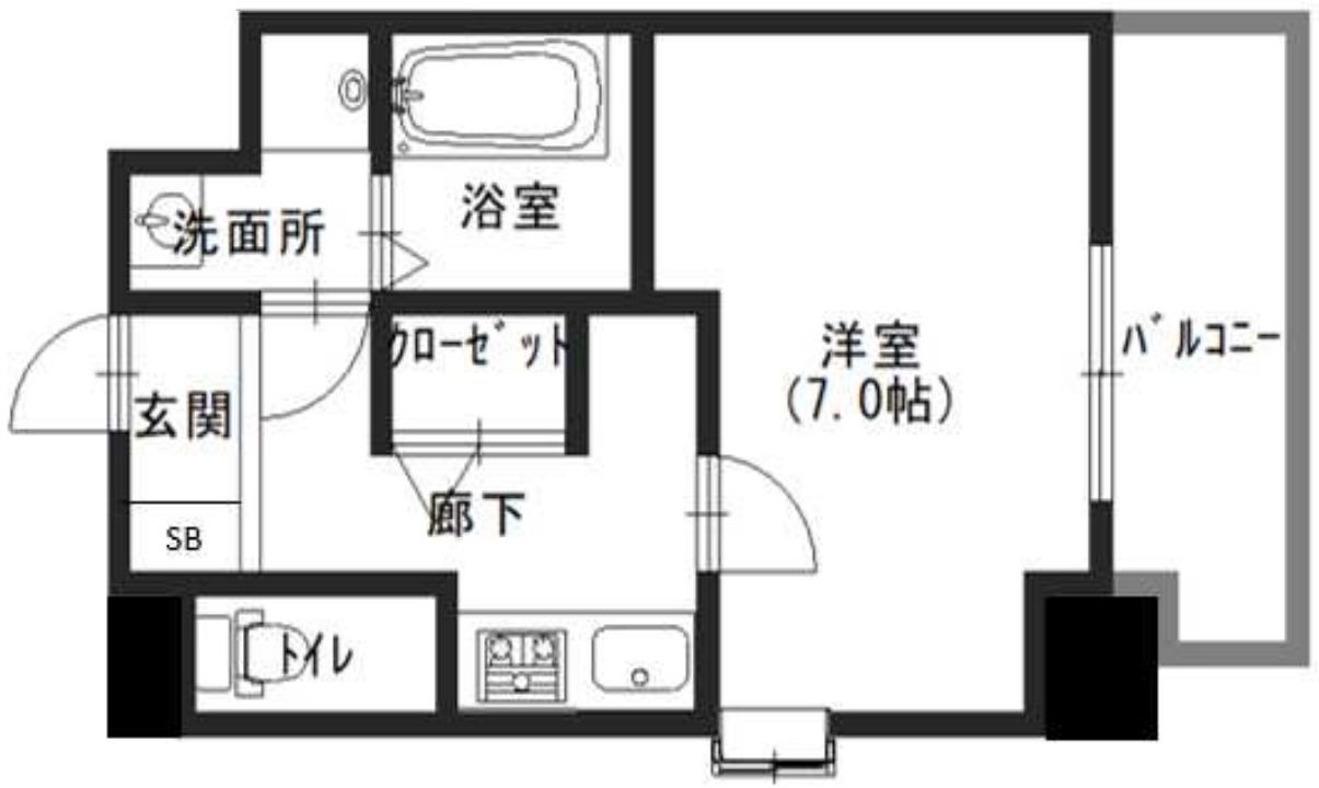 L-IDEA MINAMI HORIE(1K/14階)の間取り写真
