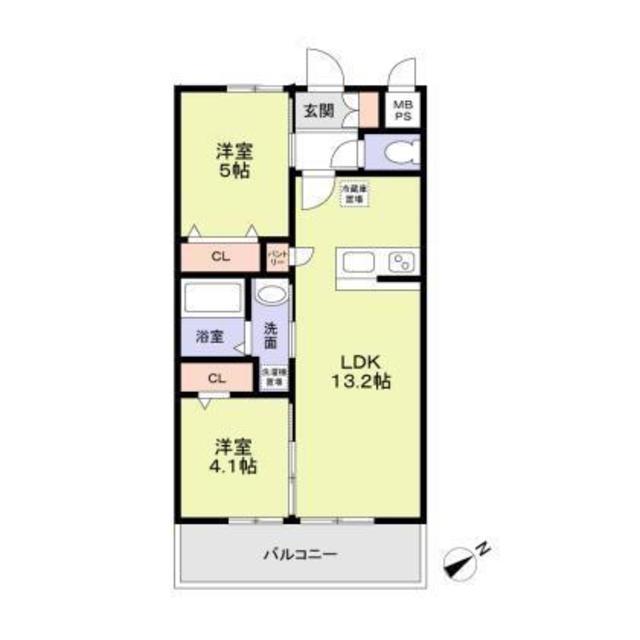 メゾンシュシュ大宮(2LDK/1階)の間取り写真