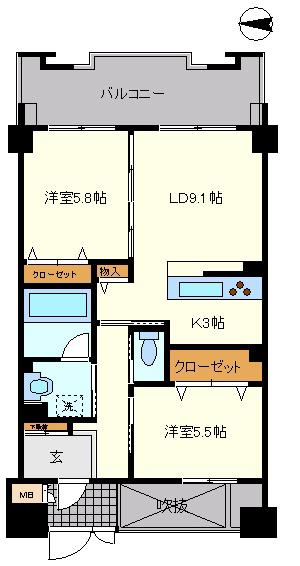 ガーデンコート蒲田 B棟(2LDK/2階)の間取り写真