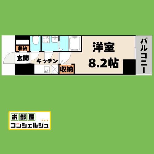 エスリード金山プルミエ(1K/9階)の間取り写真