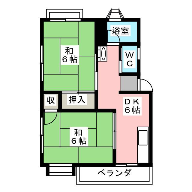 ハイツいわさき A・B(1LDK/1階)の間取り写真