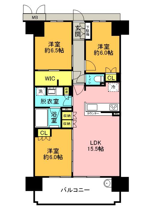 ジオ水無瀬ハートスクエア(3LDK/5階)の間取り写真