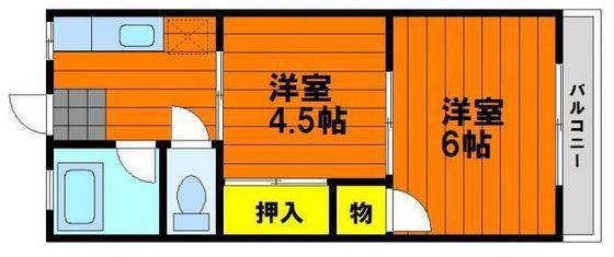 ウェルマット野田(2DK/4階)の間取り写真
