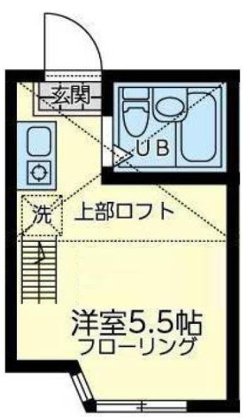 ユナイト境之谷プリンアラモード(ワンルーム/2階)の間取り写真