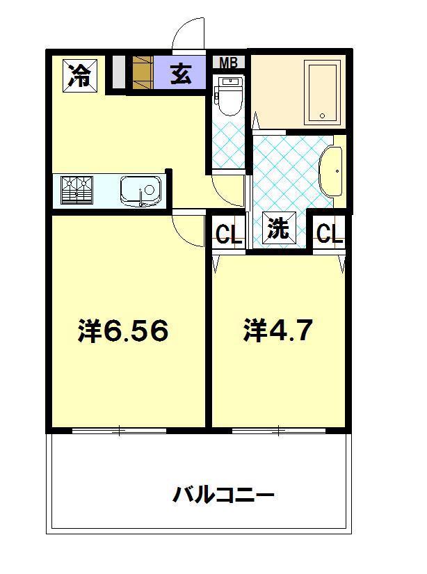 フェリーチェ梅香崎(1LDK/5階)の間取り写真