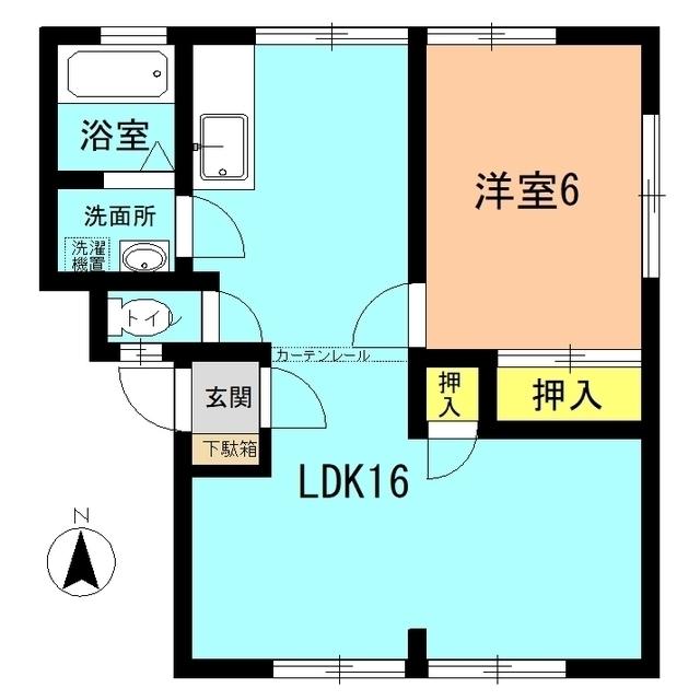 御殿原盛ハイツ1(1LDK/1階)の間取り写真