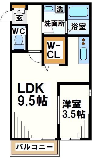 リアンプリエ―ル(1LDK/1階)の間取り写真